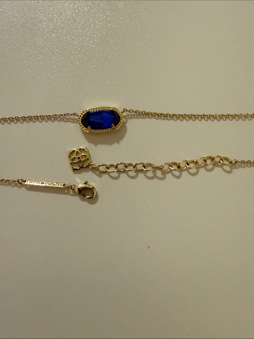Kendra Scott Gold Necklace with Royal Blue Oval Stone